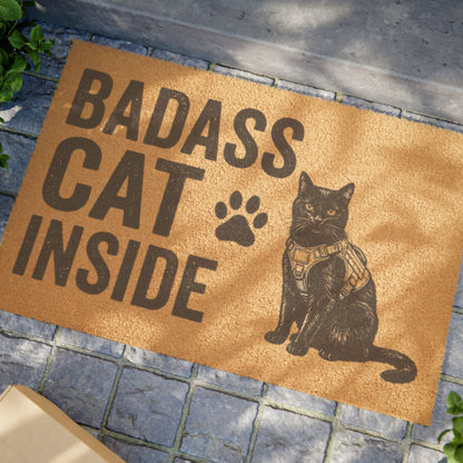 Badass Cat Inside Doormat — Funny Cat Lover Welcome Mat