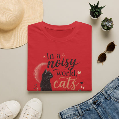 Cat Lover T‑Shirt — "In a Noisy World, Cats Teach Us Quiet Love"