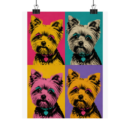 Pop Art Yorkie Poster – Colorful Matte Vertical Dog Art Print