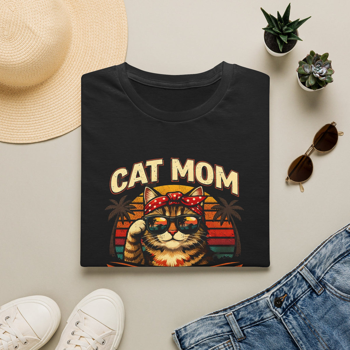 Cat Mom T-Shirt — "Cat Mom Like A Regular Mom But Cooler" Retro Graphic Tee