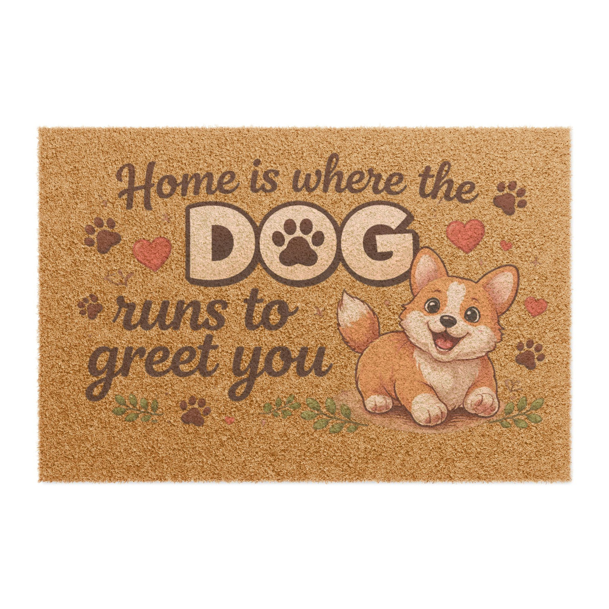 Doormat — dog runs to greet you
