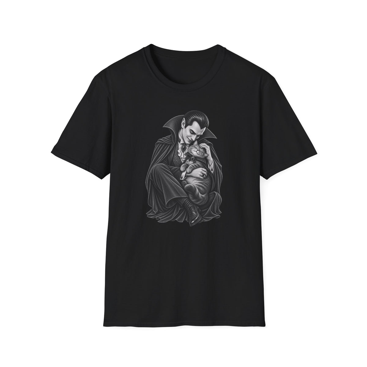 Vampire & Kitty Tee  Cute Gothic Dracula Cat Graphic T-Shirt